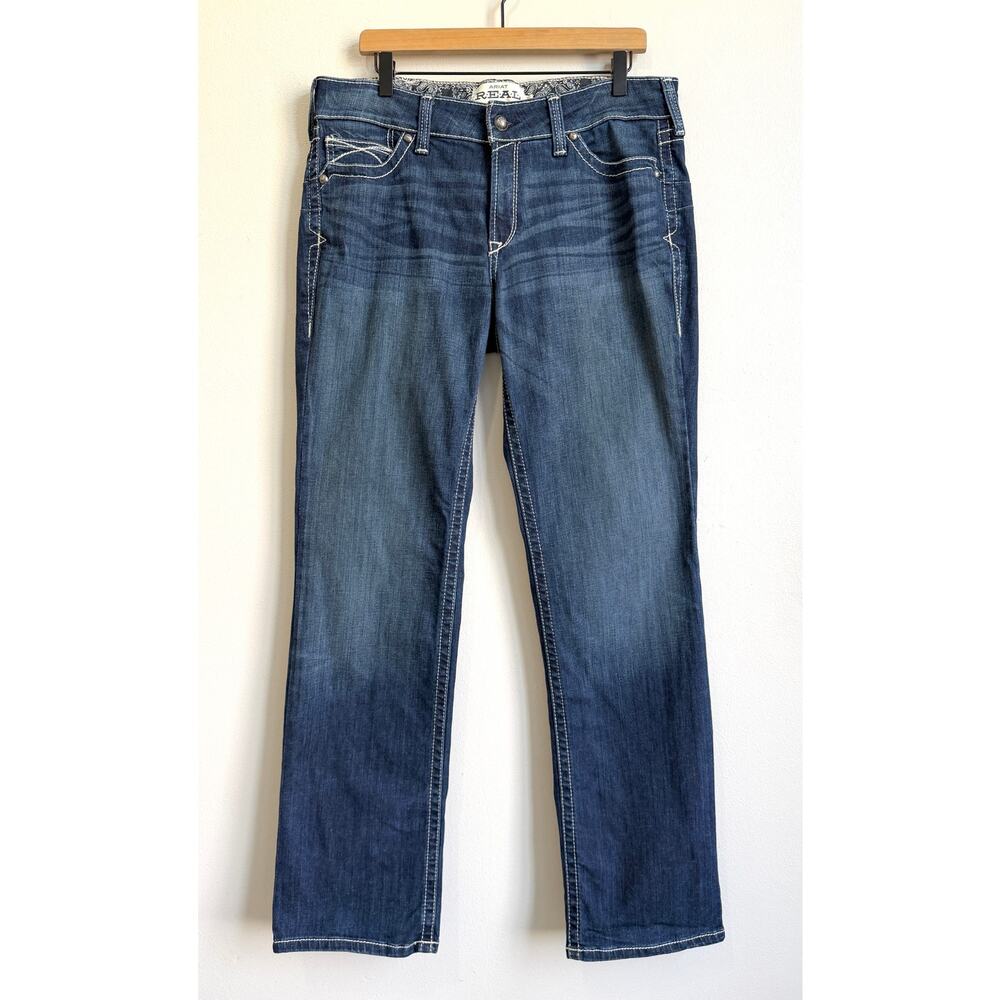 Ariat R.E.A.L. Straight Leg Jean Ocean Blue 33 Long Cowgirl Western Rodeo Casual - Picture 3 of 12